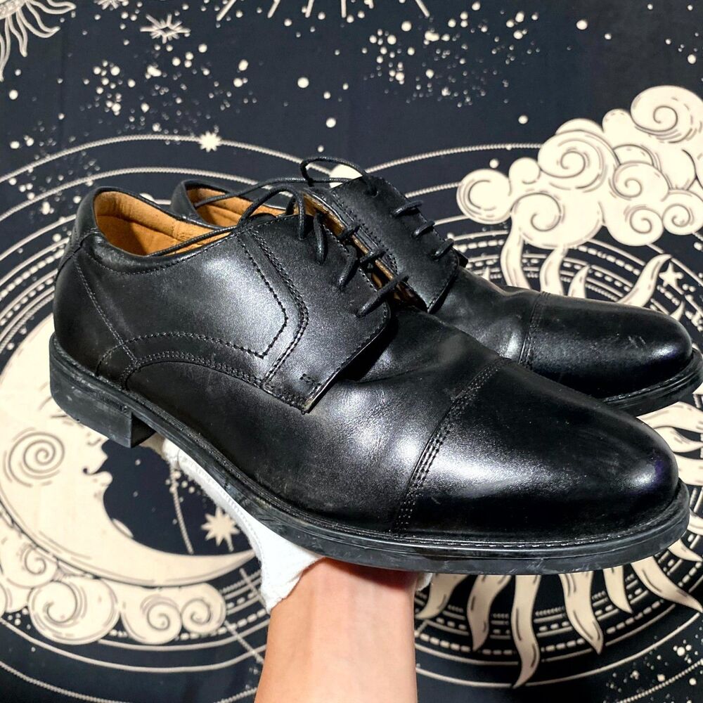 Florsheim Center 11568-001 Dress Shoes Mens 8 Black Leather Oxford Derby Cap Toe